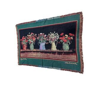 Bob Timberlake August Colors Vintage Tapestry Throw Blanket Flowers Vases
